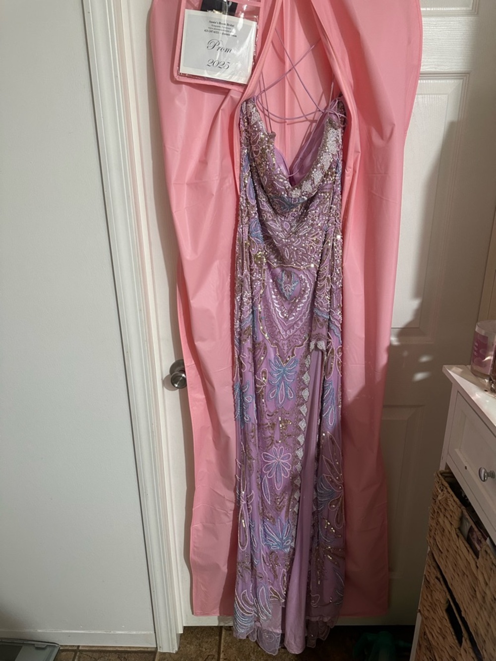 Primavera Couture Lavender Beaded Prom Gown